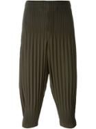 Homme Plissé Issey Miyake Pleated Drop-crotch Trousers, Men's, Size: 2, Green, Polyester