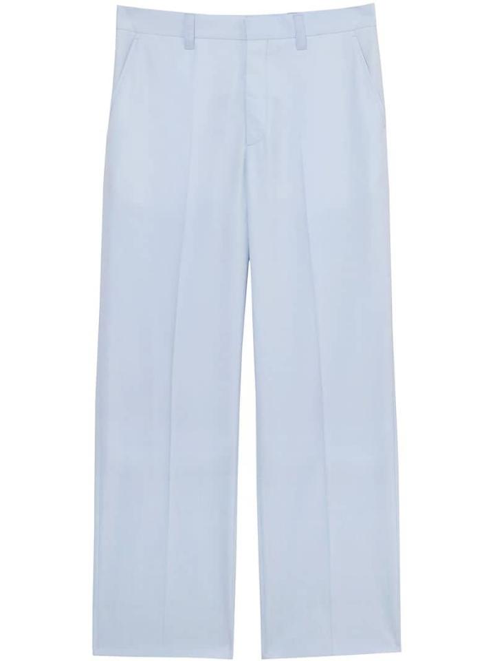 Burberry Tumbled Wool Wide-leg Trousers - Blue