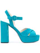 Prada Crossover Platform Sandals - Blue