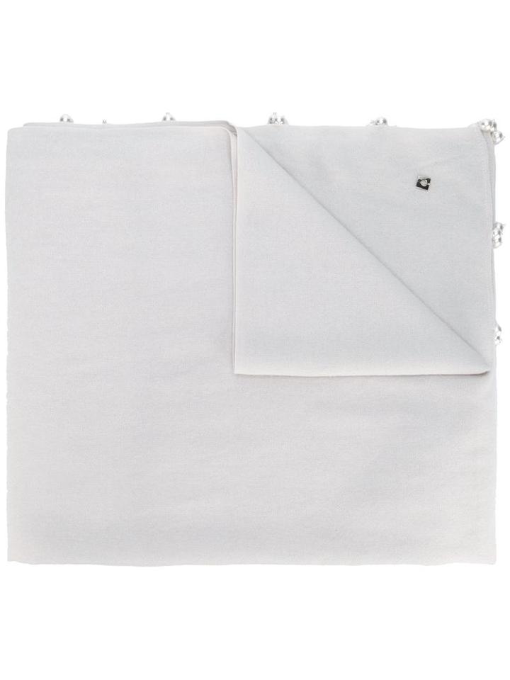 Twin-set Pearl-embellished Scarf, Women's, White, Acrylic