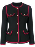 Gucci Contrast Piping Fitted Blazer - Black