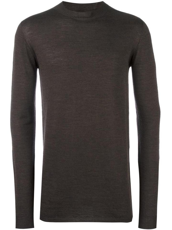 Rick Owens Crew Neck Jumper, Men's, Size: Small, Brown, Virgin Wool