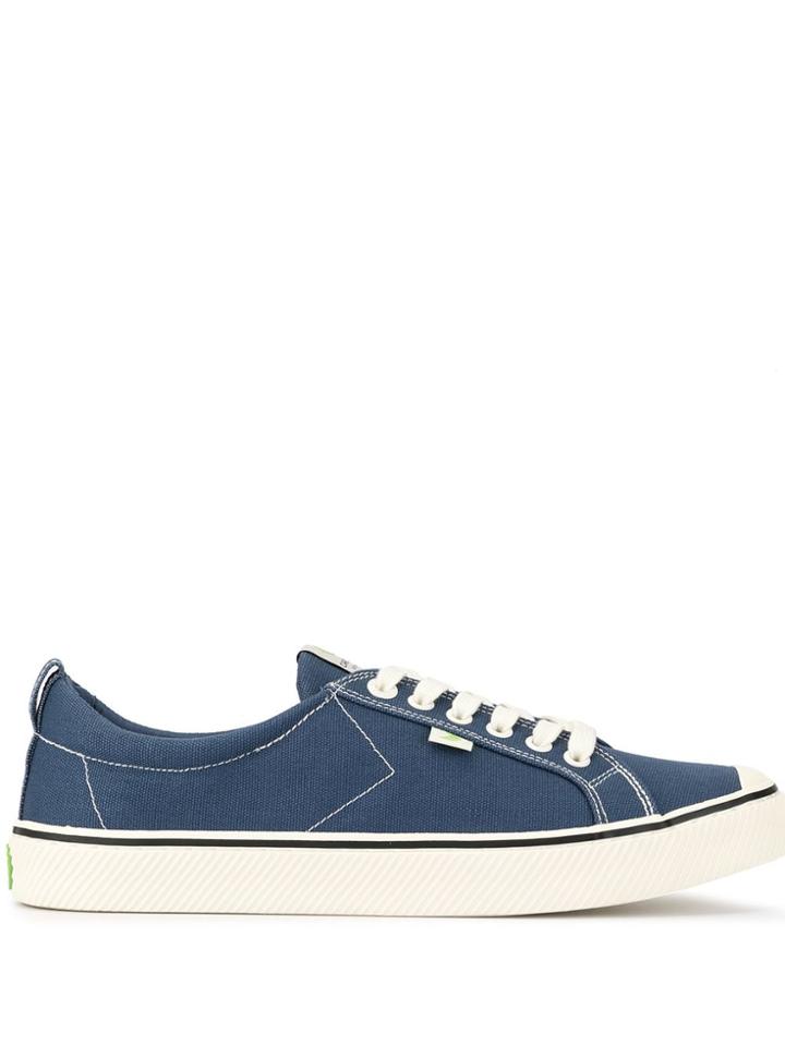 Cariuma Oca Low Stripe Shadow Blue And Contrast Thread Canvas Sneakers