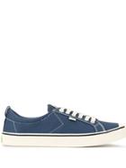 Cariuma Oca Low Stripe Shadow Blue And Contrast Thread Canvas Sneakers