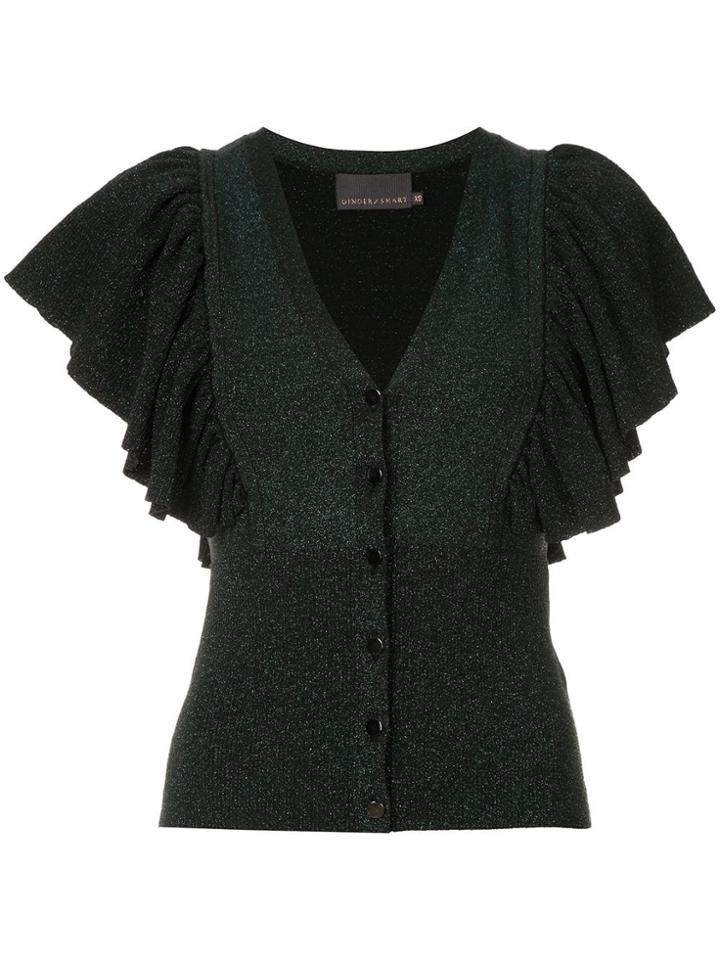 Ginger & Smart Tincture Metallic Knit Cardigan - Green