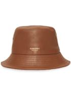 Burberry Logo Detail Leather Bucket Hat - Brown