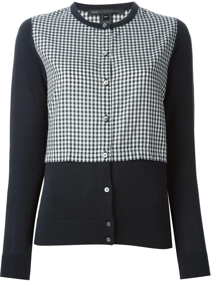 Marc By Marc Jacobs Checked Cardigan, Women's, Size: Xs, Blue, Cotton/lyocell/spandex/elastane