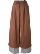 Lucio Vanotti Pleated Contrast Hem Palazzo Trousers