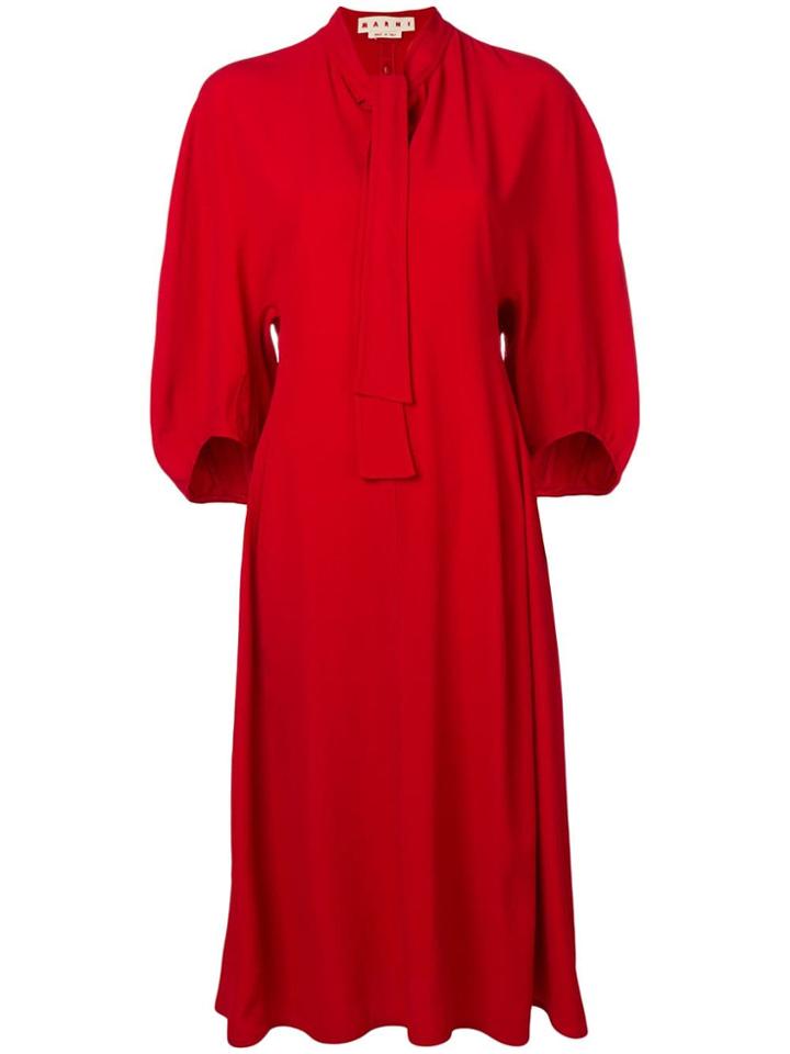 Marni Neck-tied Flared Midi Dress