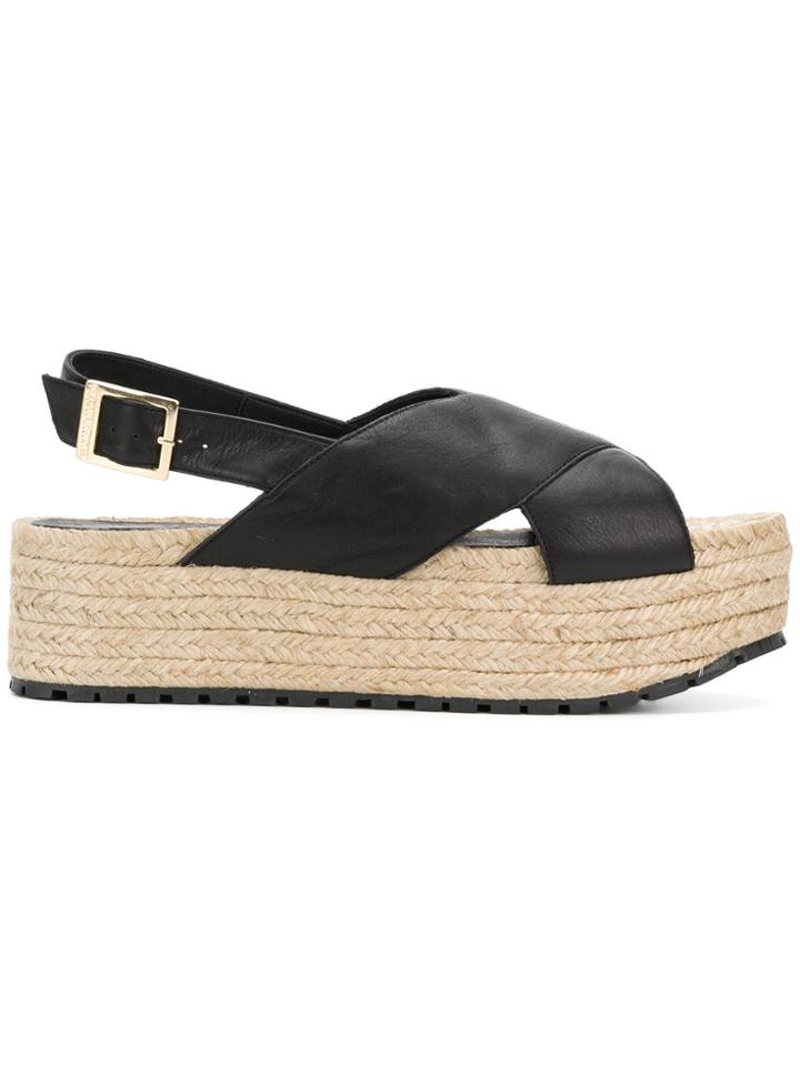Paloma Barceló Cross Strap Platform Sandals - Black