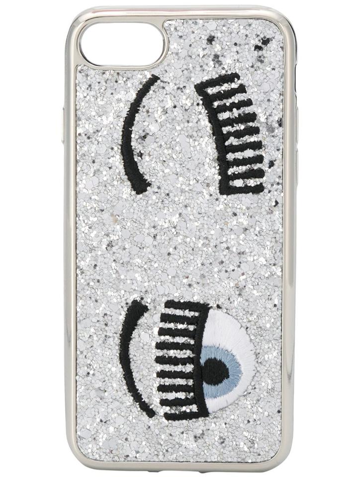 Chiara Ferragni Kids Teen Flirting Eyes Phone Case - Silver