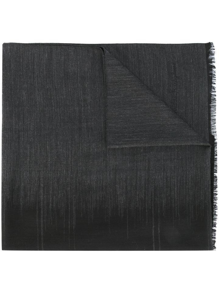 Salvatore Ferragamo - Fringe-trim Scarf - Men - Silk/wool/virgin Wool - One Size, Grey, Silk/wool/virgin Wool