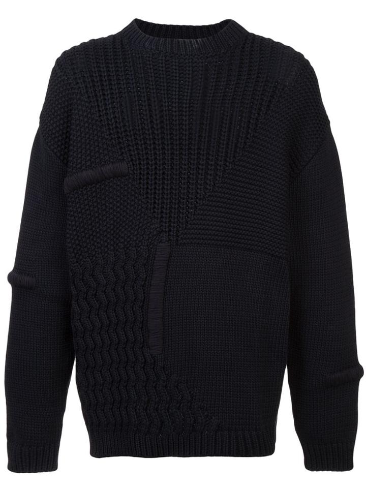 Oamc Tonal Patchwork Jumper - Black