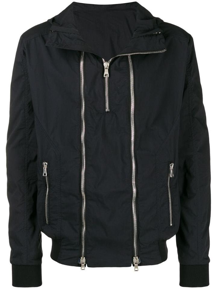 Balmain Zip Embellished Hooded Jacket - Blue
