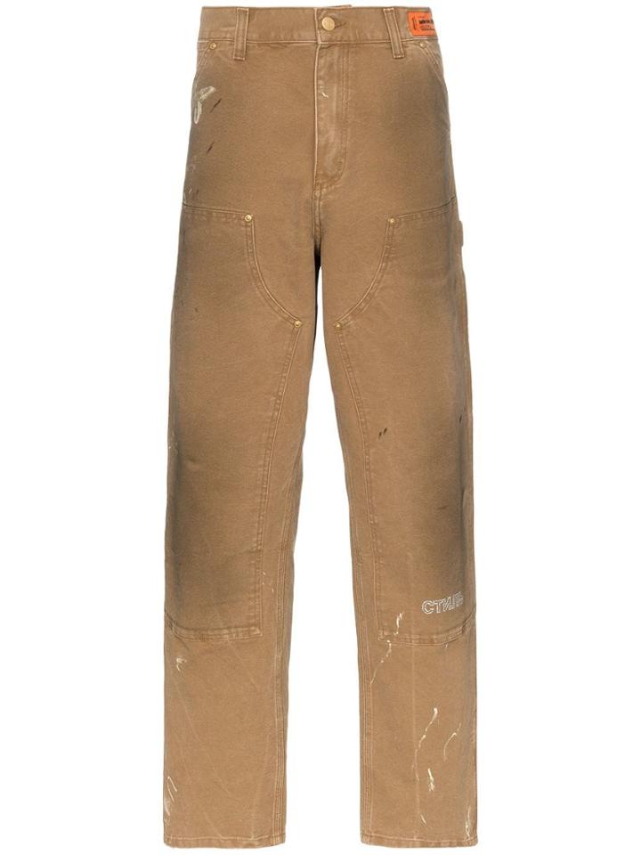 Heron Preston Carhartt Distressed Detail Slack Panel Jeans - Green