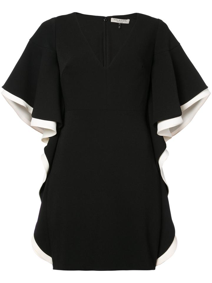 Halston Heritage Ruffled Wide Sleeve Mini Dress - Nude & Neutrals