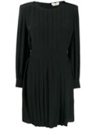 Fendi Square Shoulder Pleated Dress - Black