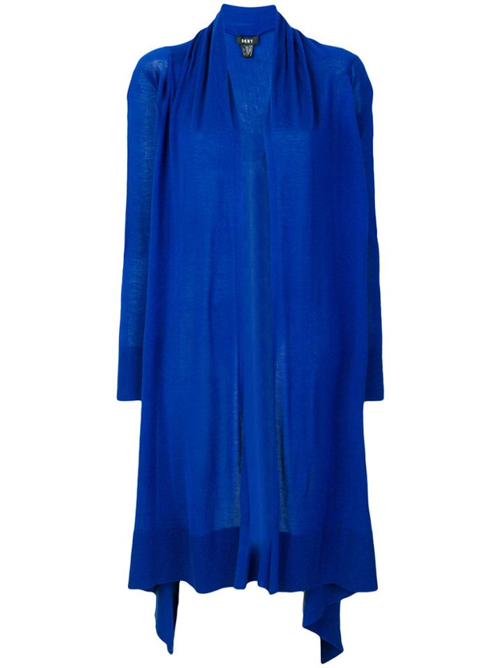 Dkny Asymmetric Open Front Cardigan - Blue