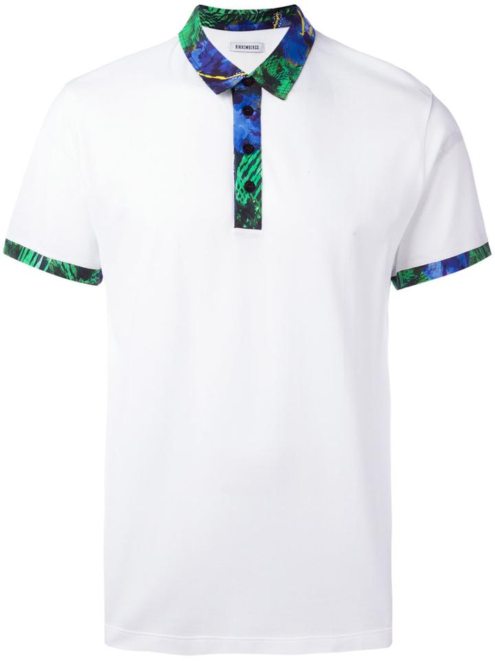 Dirk Bikkembergs Contrast Print Collar, Men's, Size: Large, White, Cotton