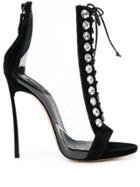 Casadei Clear Panel Lace Up Sandals - Black
