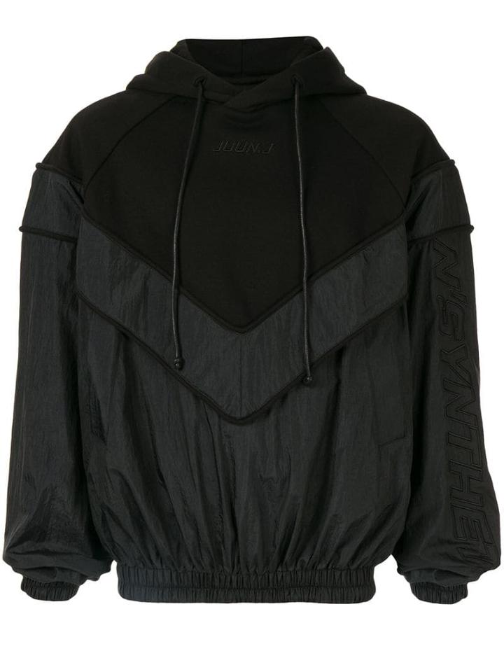 Juun.j Paneled Logo Hoodie - Black