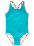 Burberry Kids Checktrim One-piece Swimsuit, Girl's, Size: 6 Yrs, Green