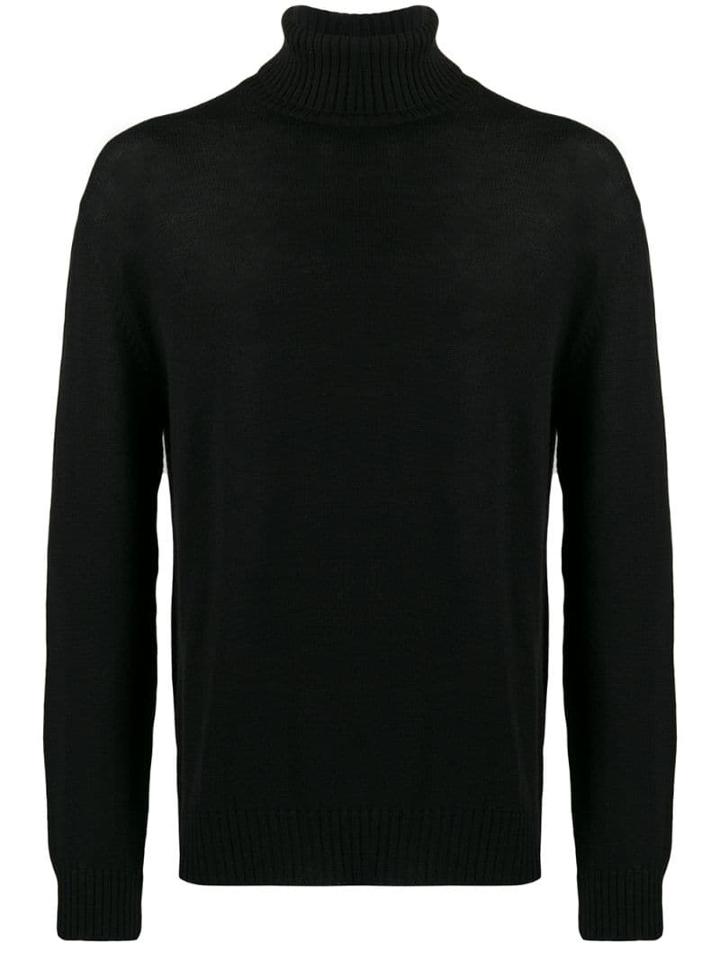 Jil Sander Ribbed Roll-neck Knitted Jumper - Black