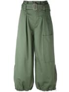 Marc Jacobs - Belted Cargo Culotte Trousers - Women - Cotton - 6, Green, Cotton