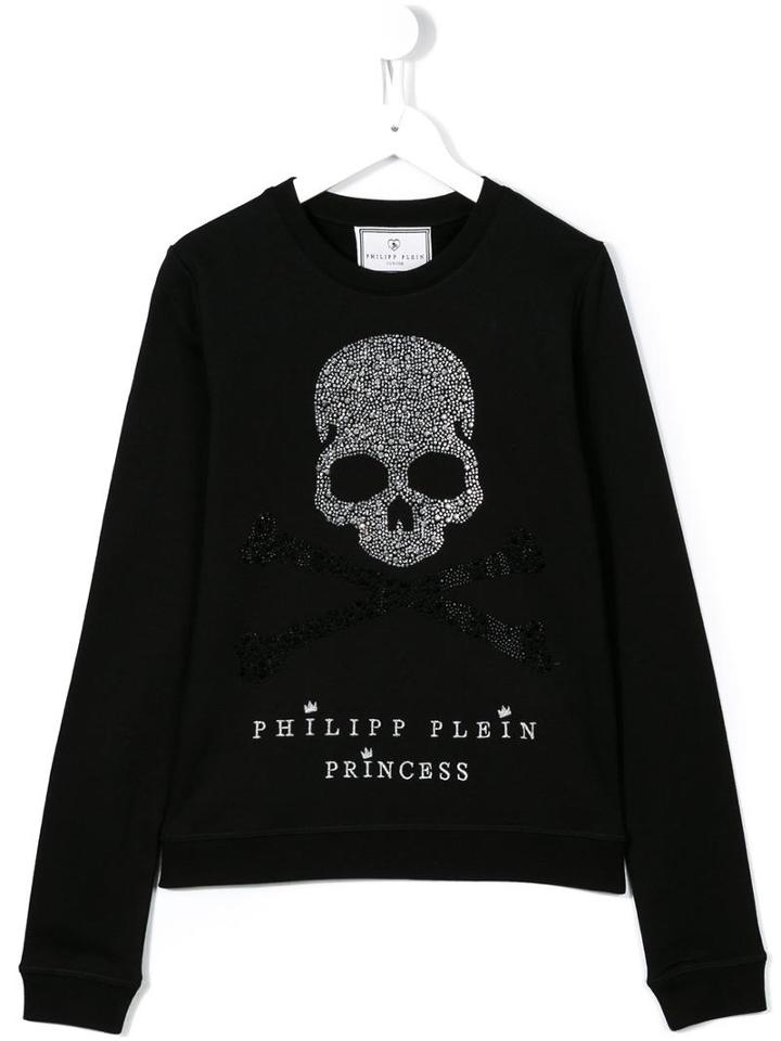 Philipp Plein Kids Princess Sweatshirt, Girl's, Size: 14 Yrs, Black