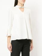 Loveless Buckled Cut Out Blouse - White