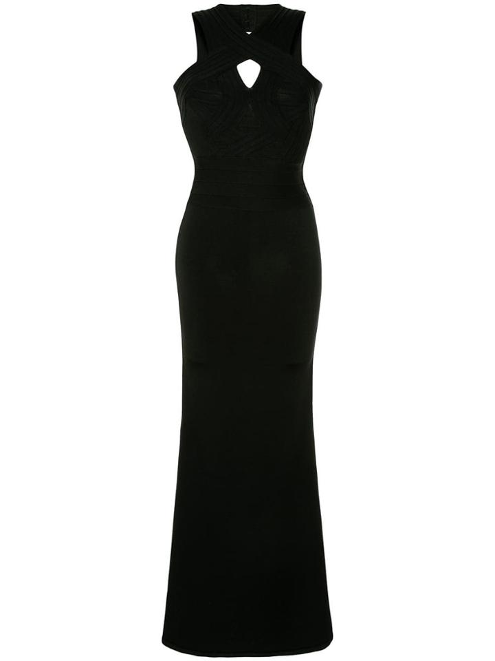 Hervé Léger Cross Halter Neck Dress - Black
