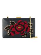 Serpui Embroidered Clutch Bag, Women's, Black, Leather