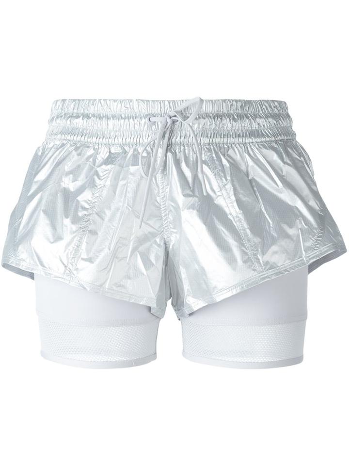 Adidas By Stella Mccartney Layered Fitness Shorts, Women's, Size: Small, Grey, Polyester