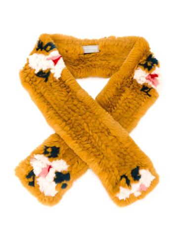 Yves Salomon Enfant Floral 'rex' Fur Scarf, Girl's, Brown