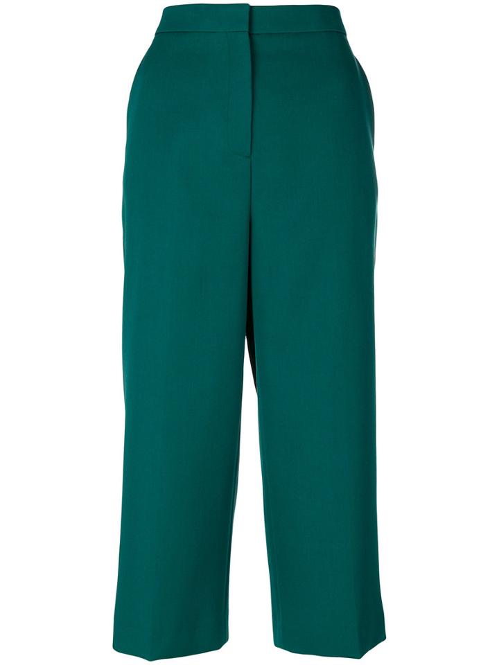 Rochas - Cropped Palazzo Pants - Women - Cupro/wool - 42, Green, Cupro/wool
