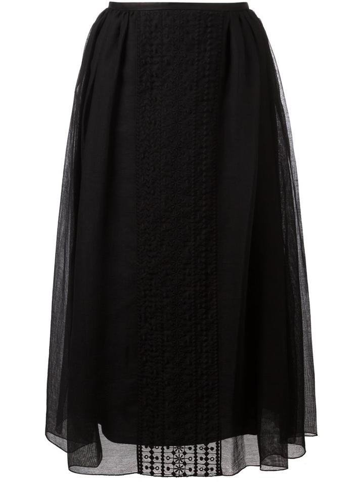 See By Chloé Embroidered Overlay Skirt, Women's, Size: 36, Black, Cotton/polyester/acetate/viscose