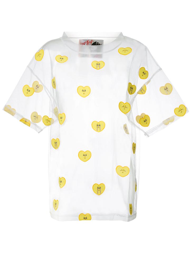 Jenny Fax Heart Emojis Blouse, Women's, Size: Medium, White, Nylon