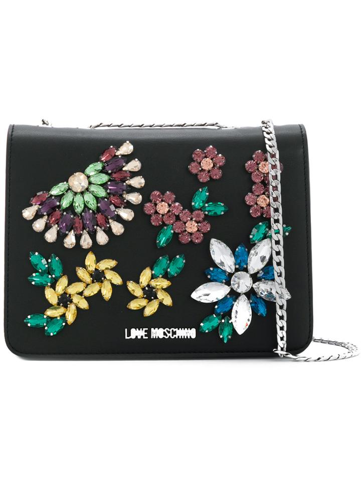 Love Moschino Crystal Embellished Crossbody Bag - Black