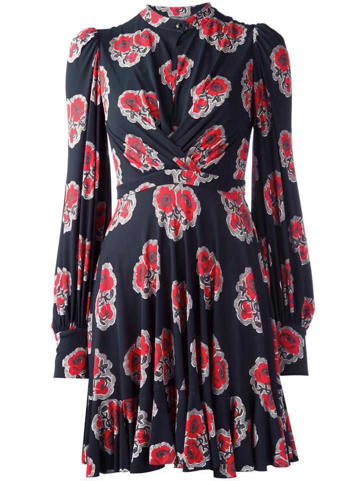 Alexander Mcqueen Poppy Print Dress, Women's, Size: 42, Blue, Viscose