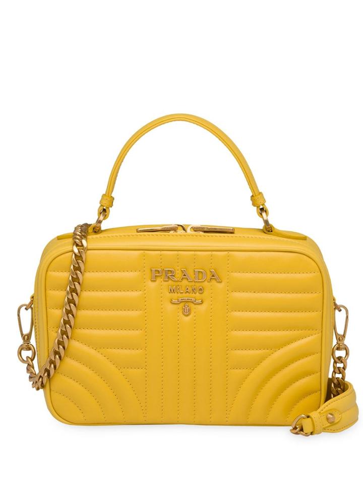 Prada Diagramme Small Shoulder Bag - Yellow