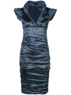 Nicole Miller Creased Fitted Dress - Blue