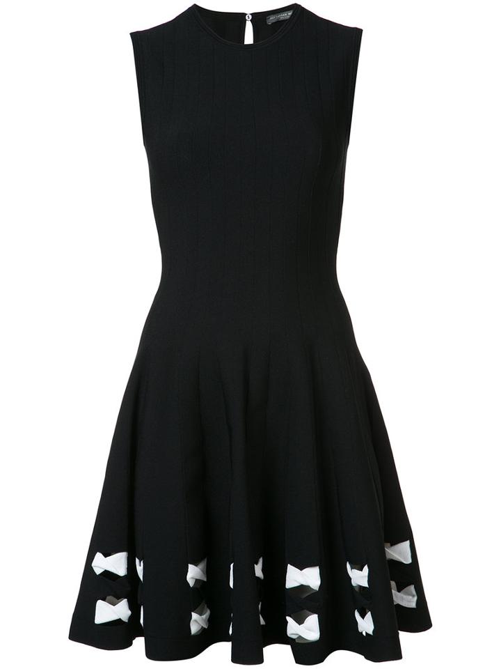 Alexander Mcqueen Exposed Bow Skater Dress, Women's, Size: Medium, Black, Viscose/polyester