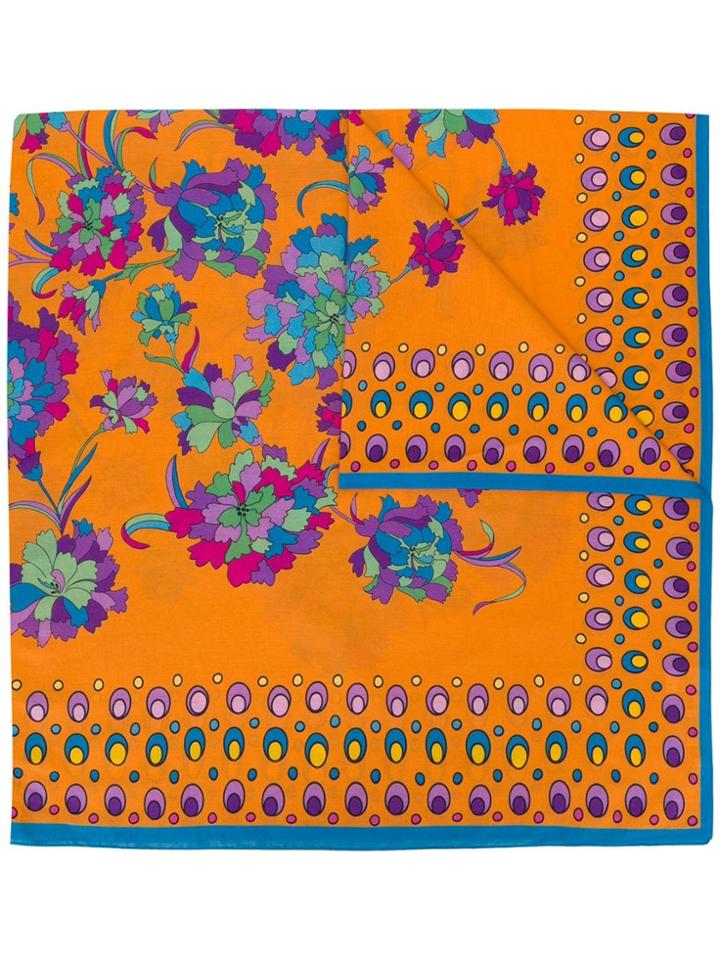 La Doublej Floral Print Square Scarf - Orange