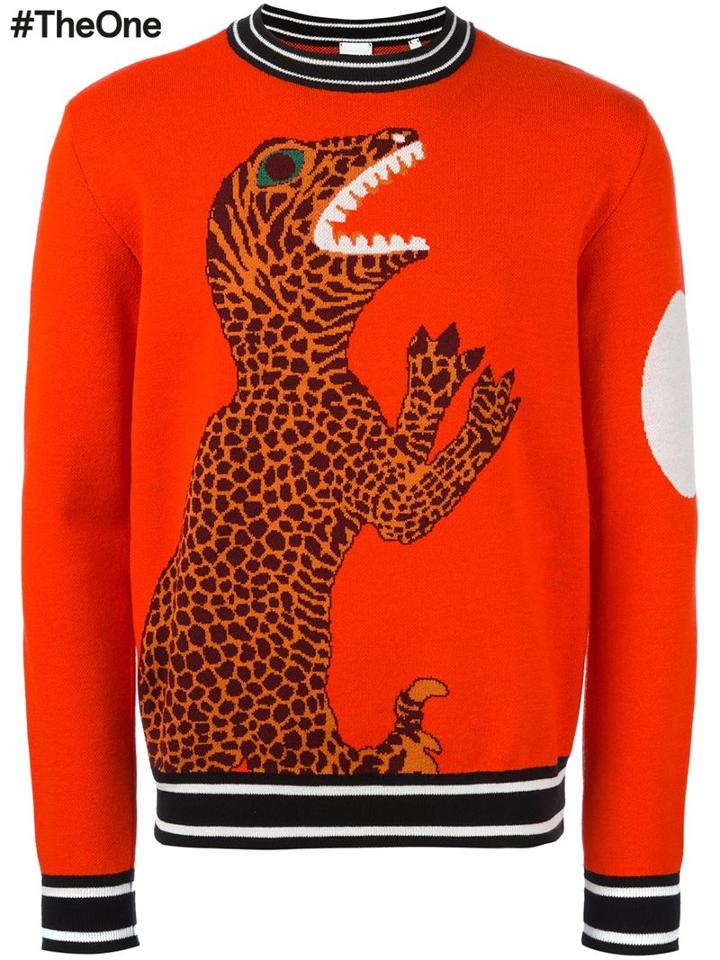 Paul Smith Dinosaur Intarsia Sweater, Men's, Size: Small, Yellow/orange, Wool