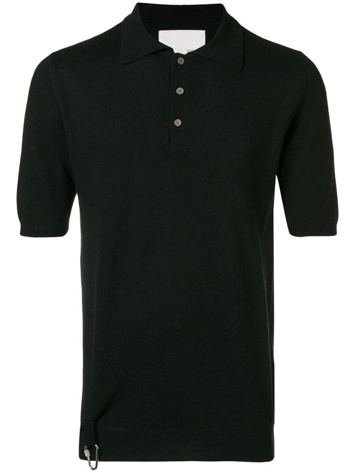 Matthew Miller Knitted Merino Silk Polo Top Black