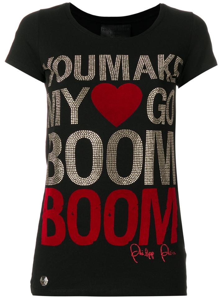 Philipp Plein Rhinestone Print T-shirt - Black
