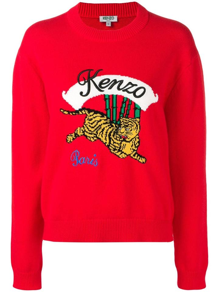 Kenzo Tiger Knit Jumper - Red