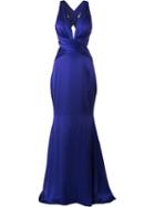 Romona Keveza Plunge Gown, Size: 4, Pink/purple, Silk