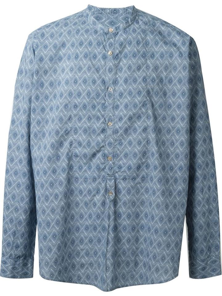 The Gigi Geometric Print Band Collar Shirt