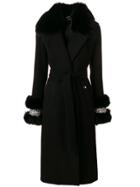 Philipp Plein Fox Fur Trim Coat - Black